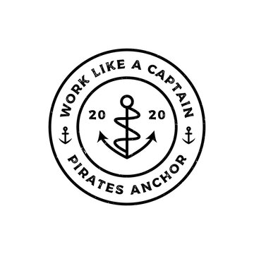 hipster vintage retro grunge anchor line art logo design template