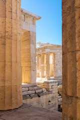 Ancient buildings of the Acropolis of Athens in Greece