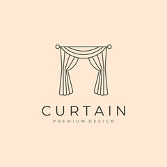 vector of curtain logo line art symbol illustration design