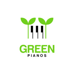 Green Piano Melody in Restaurant Logo Design