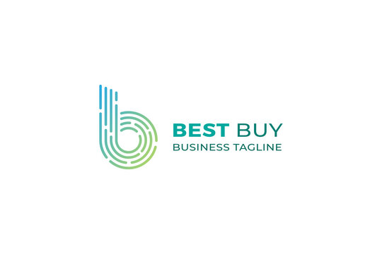 Letter b green color simple and line art business logo