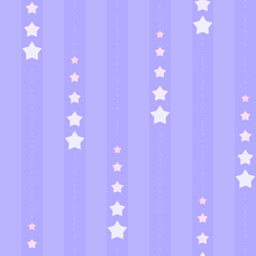 Seamless striped and dotted pattern with colorful falling stars. Minimal and simple background for children's bedroom, kids nursery, cloth, textile, fabric, wrapping. Vector Illustration. © maryliflower