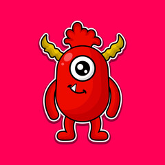 cute doodle monster design mascot kawaii