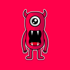 cute doodle monster design mascot kawaii