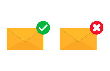 Mail Notification set flat icon.Vector illustration isolated on white background.