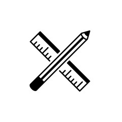 Ruler and Pencil Icon Design Graphic Template Isolated