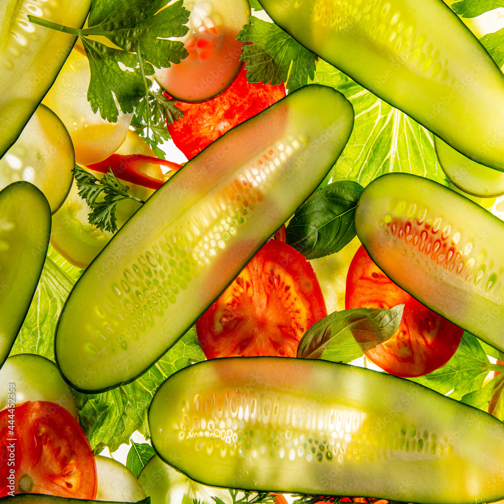 Wall mural sliced vegetable on a white background