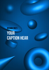 Poster with 3D figures for your design | Blue background