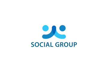 Social group blue color logo - obrazy, fototapety, plakaty