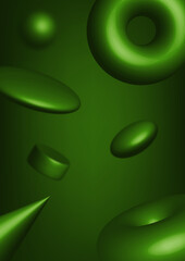 Poster with 3D figures for your design | Green background