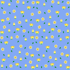 Fototapeta na wymiar seamless pattern floral shapes on blue background