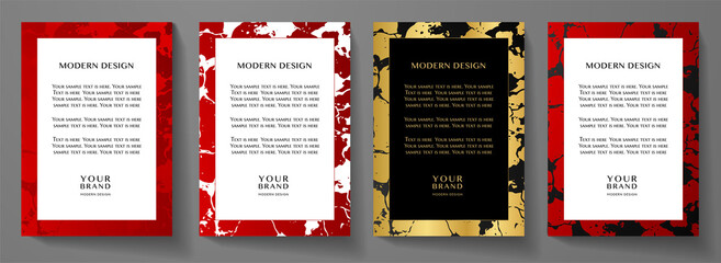 Modern red frame design set (collection). Premium vector layout background with luxury pattern for certificate, business catalog, brochure template, menu