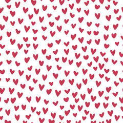Seamless pattern with small red hearts on white background. Valentine's day vector illustration.