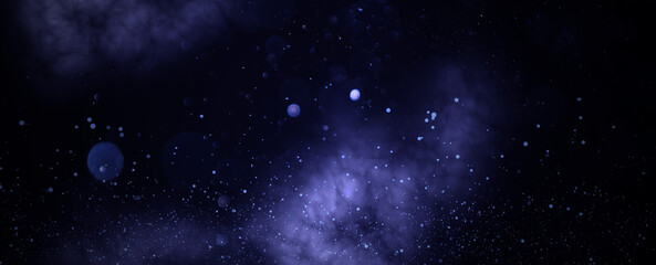 Naklejka na ściany i meble Background nebula of abstract glitter lights. dark blue banner