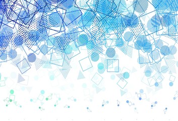Light Blue, Green vector backdrop with lines, circles, rhombus.