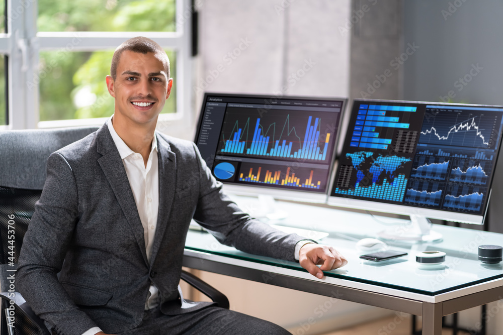 Poster Analyst Man Using Business Data Analytics