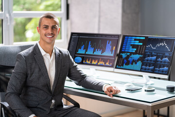 Analyst Man Using Business Data Analytics