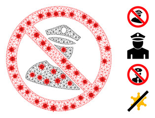 Polygonal no policeman in infection style. Polygonal carcass no policeman image in low poly style with organized lines and red infectious centers.