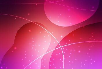 Light Pink, Yellow vector Circles, lines with colorful gradient on abstract background.