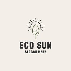 Eco sun logo template on monogram style