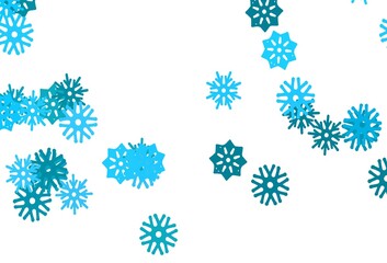 Light BLUE vector background with xmas snowflakes.