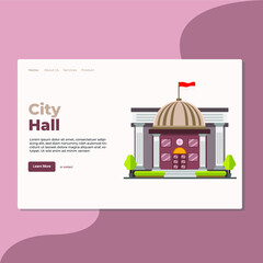 Landing page template of City Hall. Modern flat design concept of web page design for website and mobile website. Easy to edit and customize. Vector Illustration