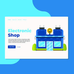 Landing page template of The Electronic Shop. Modern flat design concept of web page design for website and mobile website. Easy to edit and customize. Vector Illustration