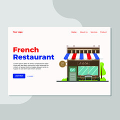 Landing page template of French Restaurant. Modern flat design concept of web page design for website and mobile website. Easy to edit and customize. Vector illustration