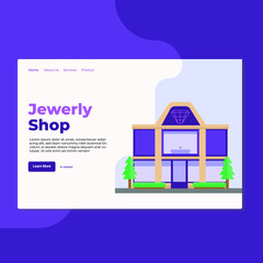 Landing page template of Jewerly Shop. Modern flat design concept of web page design for website and mobile website. Easy to edit and customize. Vector Illustration