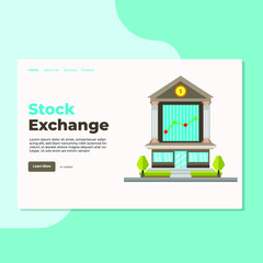 Landing page template of Stock Exchange. Modern flat design concept of web page design for website and mobile website. Easy to edit and customize. Vector Illustration