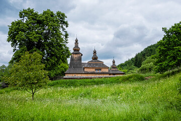 Obraz premium Wooden church, Mirola village, Slovakia