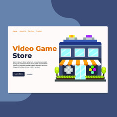Landing page template of Video Game Store. Modern flat design concept of web page design for website and mobile website. Easy to edit and customize. Vector Illustration
