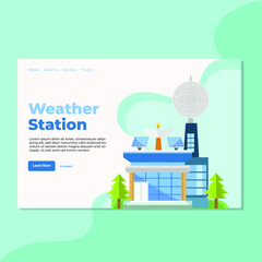 Landing page template of Weather Station. Modern flat design concept of web page design for website and mobile website. Easy to edit and customize. Vector Illustration