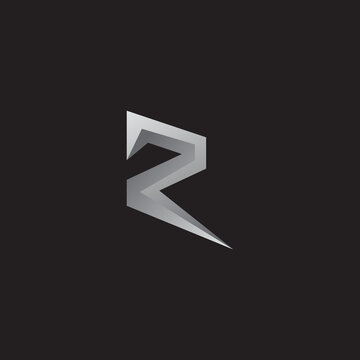 R letter silver color  dyamond logo design
