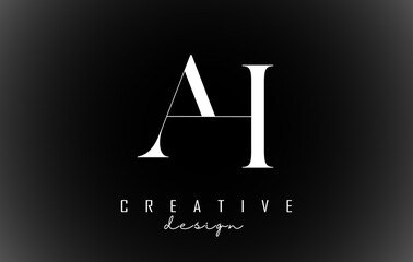 White AH a h letters design logotype concept with serif font and elegant style vector illustration.