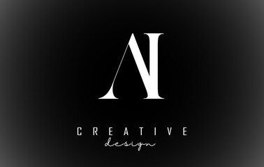 White AI a i letters design logotype concept with serif font and elegant style vector illustration.