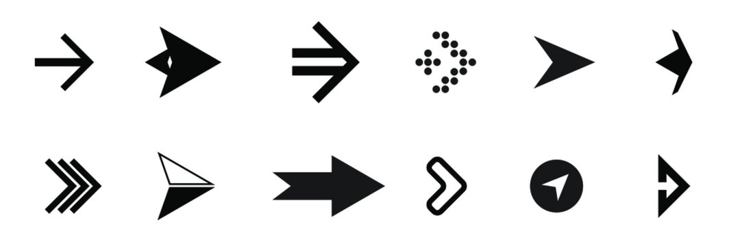 Set arrow icon. Collection different arrows sign. Black vector arrows 
