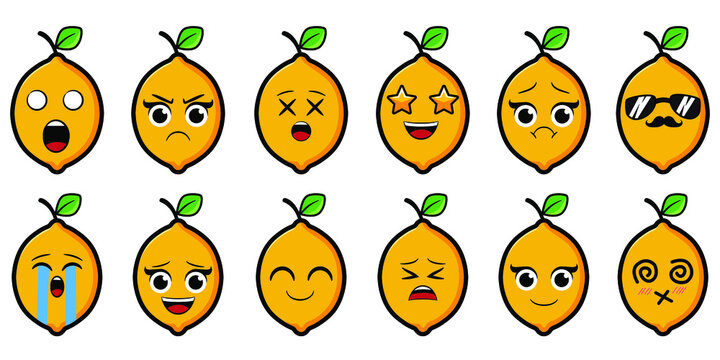 vector set of lemons with emoticons