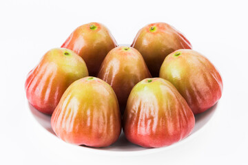 Taiwanese rose apples isolated on the white dish