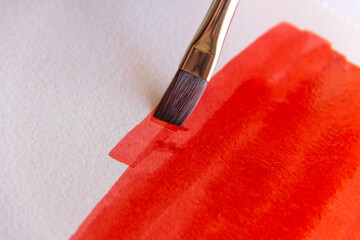 Brush painting with red Chinese ink.