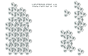 Honeycomb pattern and diamonds shape black and white gradient. Vector EPS 10 .