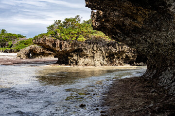 Indian ocean at low tide when coral reefs are exposed 