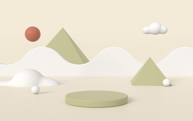 Geometric minimal backdrop. Product podium, trendy 3d illustration, 3d rendering.
