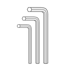 Hex key or allen wrench tool set isolated vector