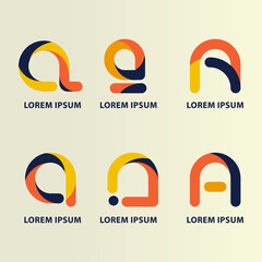 letter a logo set with circular font type