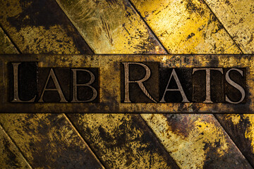 Lab Rats text on vintage textured grunge copper and gold background
