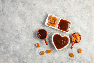 Homemade caramel sauce in a bowl.