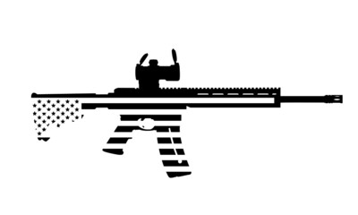 AR15 Smith and Wesson MP 15 22 Gun Silhouette American Flag - obrazy, fototapety, plakaty