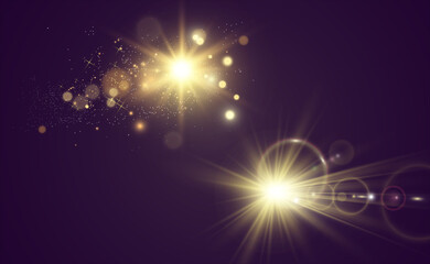 White beautiful light explodes with a transparent explosion. Vector, bright illustration for perfect effect with sparkles. Bright Star. Transparent shine of the gloss gradient, bright flash.	