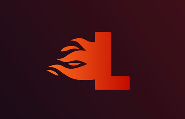 fire red flames L alphabet letter icon for business and company. Suitable for a corporate logo